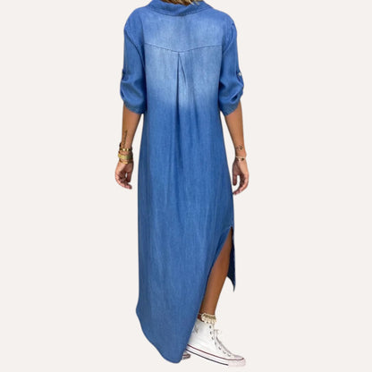 Meliora – Długa Sukienka w Stylu Jeans